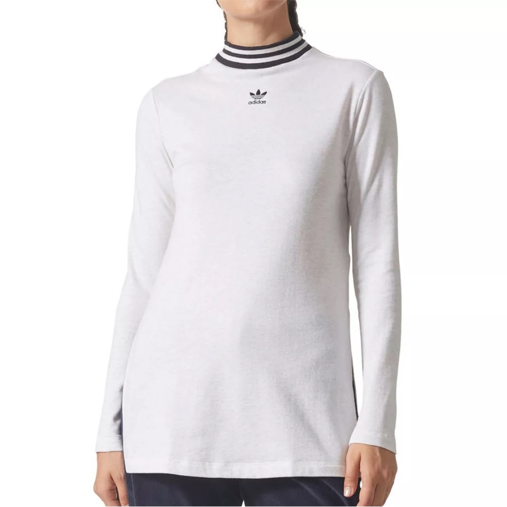 Adidas Beige Long Sleeve Shirt with Striped Collar